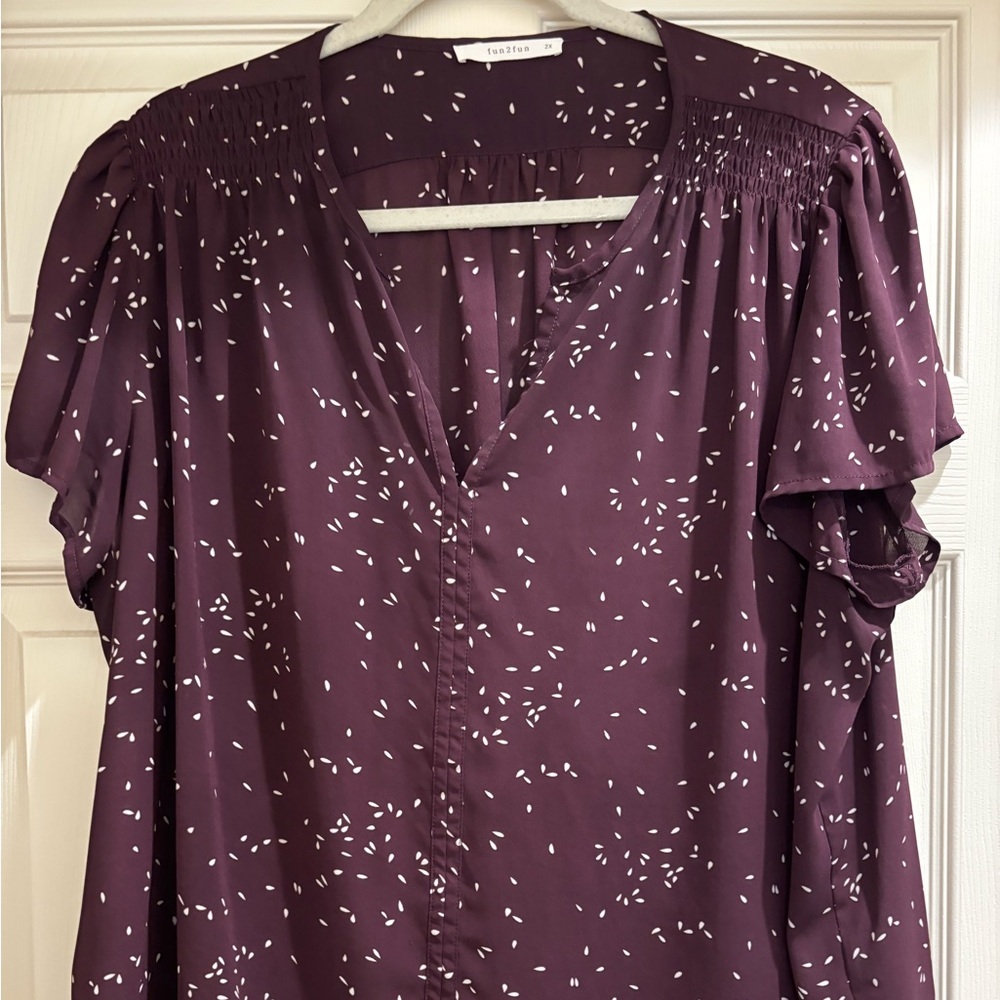 Fun2Fun women’s georgette blouse plum size 2x